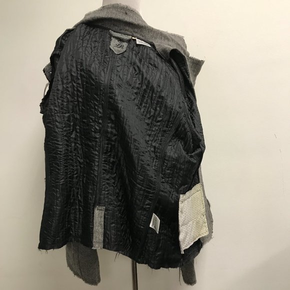 Yo! Japan black wool herringbone fray edge blazer jacket 10 - Picture 11 of 14